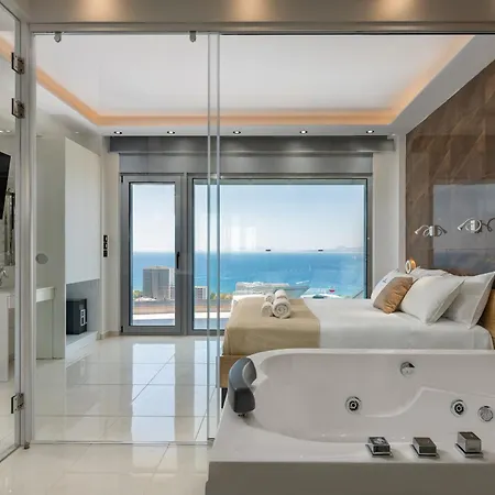 Rhodes Skyline With Out Door Jacuzzi Sea View A2 Апартаменты