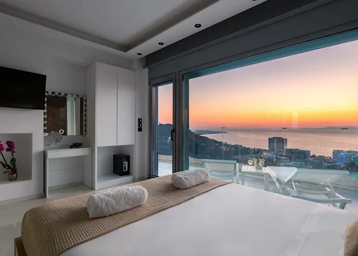 Rhodes Skyline With Out Door Jacuzzi Sea View A2 아파트