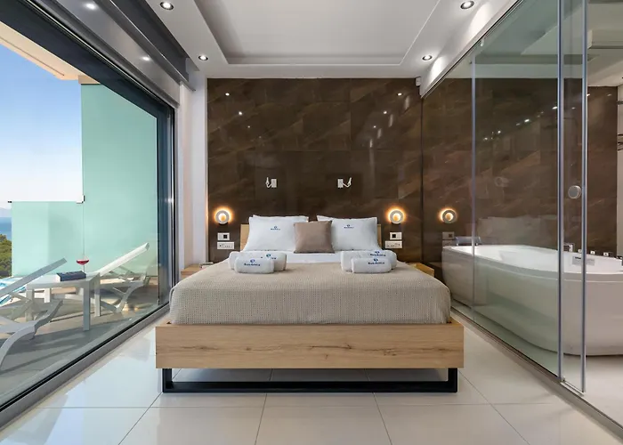 아파트 Rhodes Skyline With Out Door Jacuzzi Sea View A2 익시아